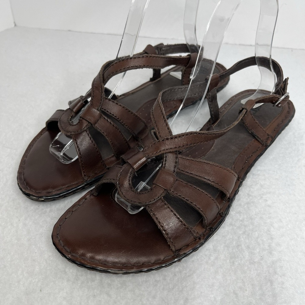 Born Women's Sandals Concept Brown Strappy Slingback Flat 10 Comfort Shoes
